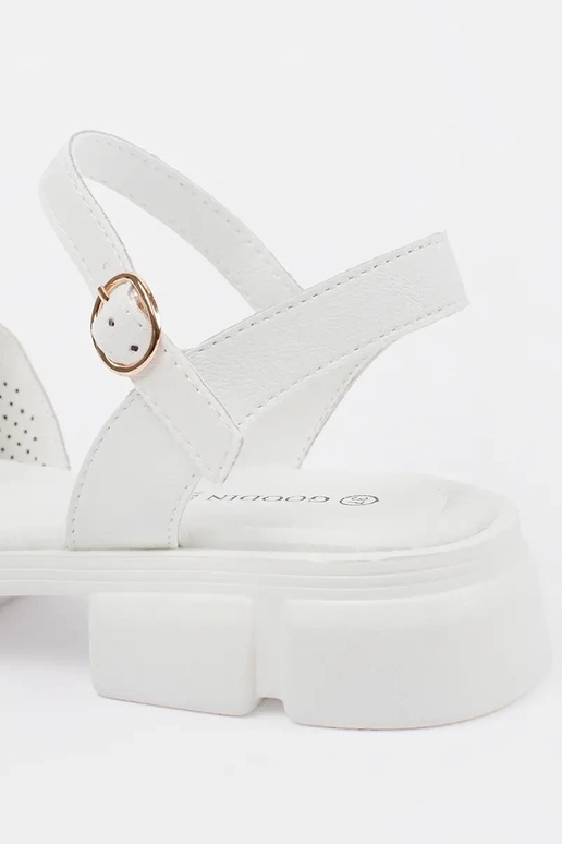 INhite color sandals Inith platform