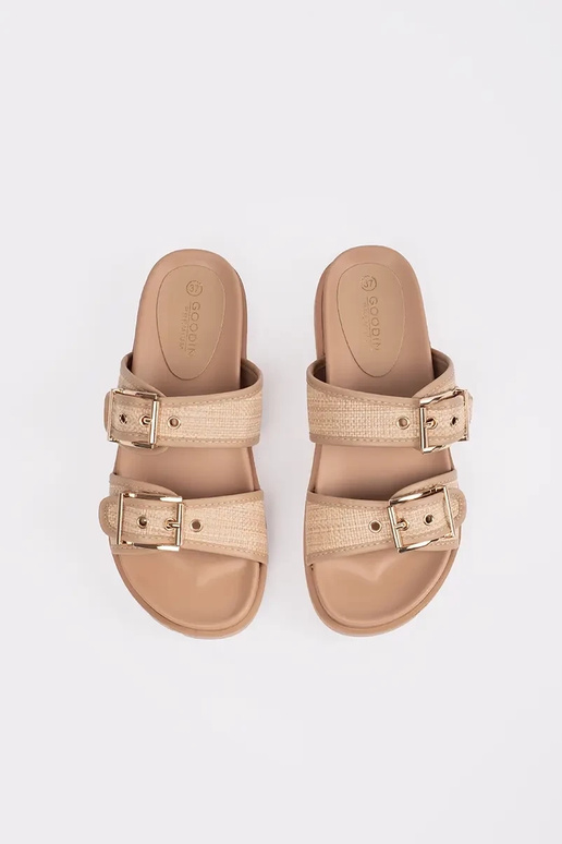 Flat sandals beige Inith buckles