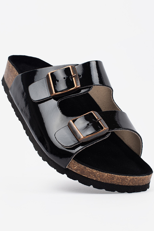 black slippers on a flat sole