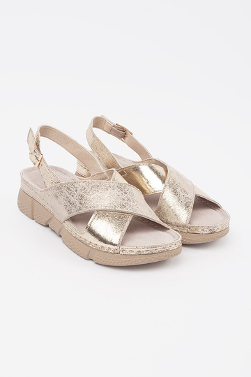 sandals golden flat 2