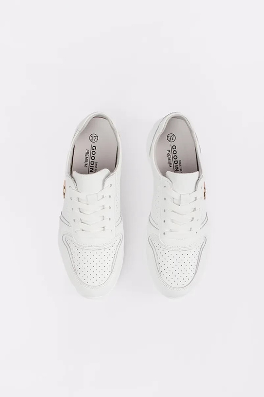 Białe sneakersy ze skóry naturalnej Białe sneakersy ze skóry naturalnej