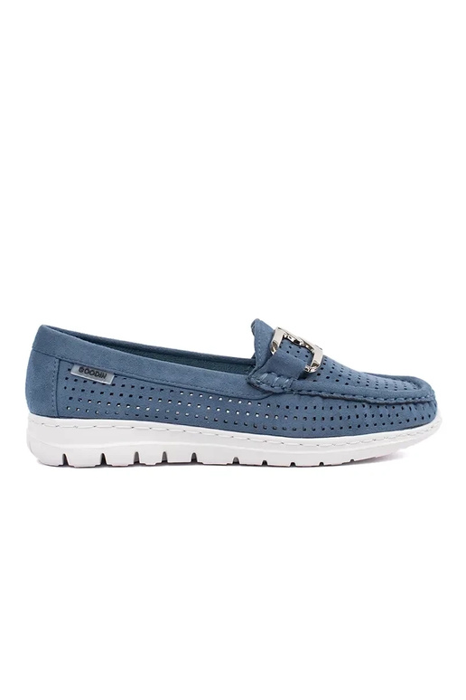 Moccasins blue z ozdobnym łańcuchem