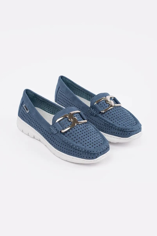 Moccasins blue z ozdobnym łańcuchem