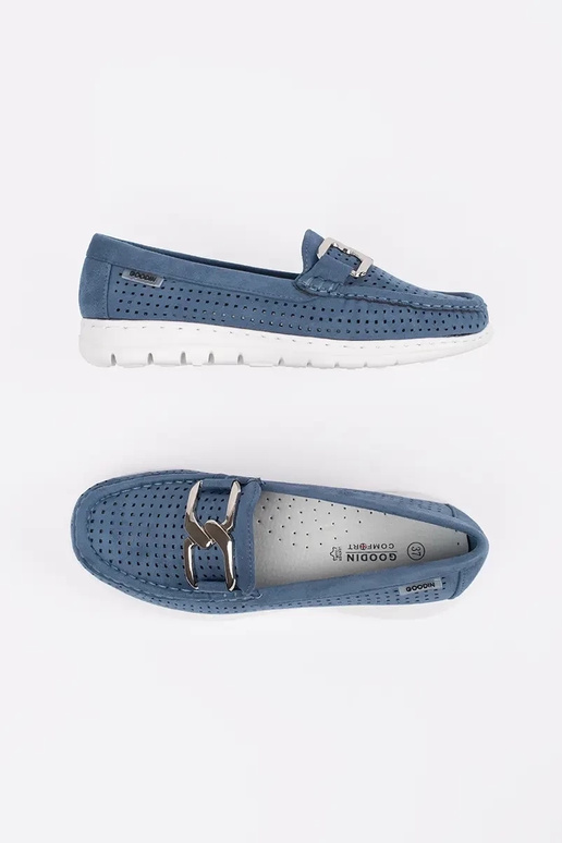 Moccasins blue z ozdobnym łańcuchem