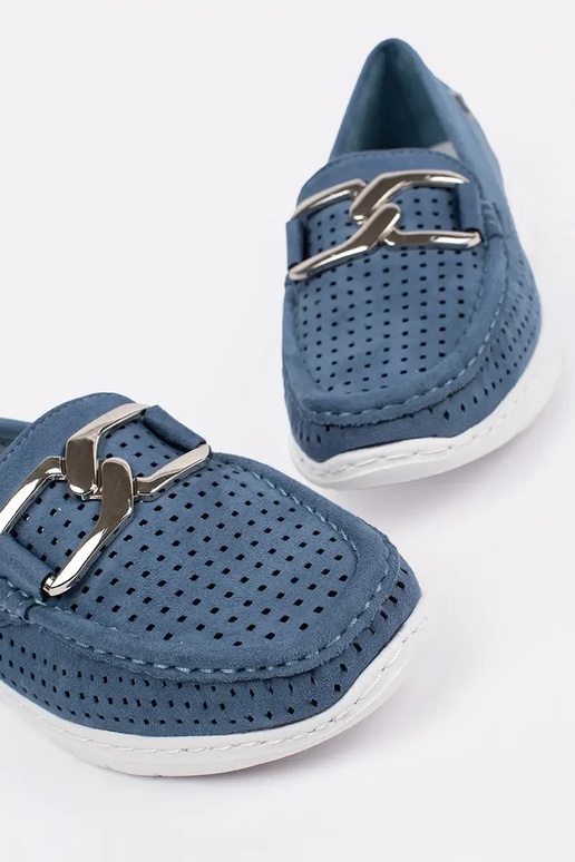 Moccasins blue z ozdobnym łańcuchem