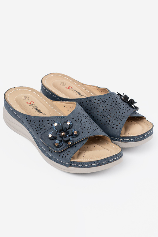 dark blue slippers Inomens z ozdobnym... dark blue slippers Inomens z ozdobnym...