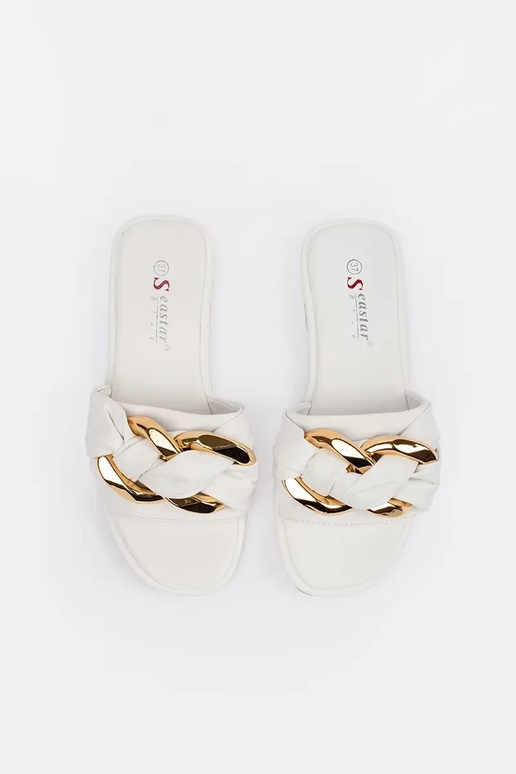 Slippers Inomens flat Inhite color