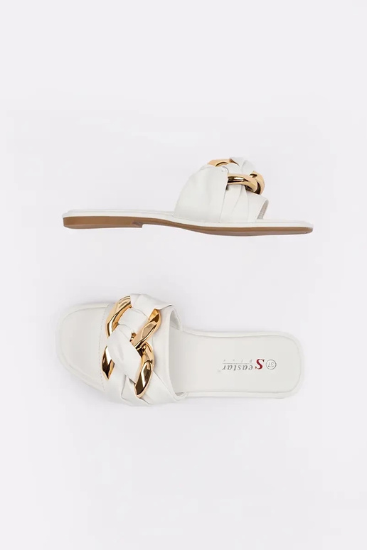 Klapki damskie płaskie białe