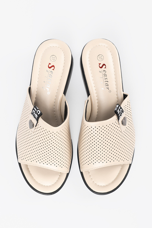 Damskie beżowe klapki na platformie