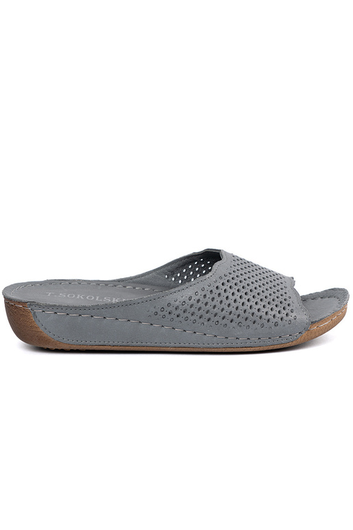 Leather gray slippers