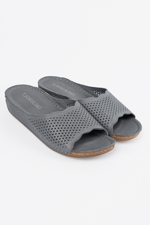 Leather gray slippers