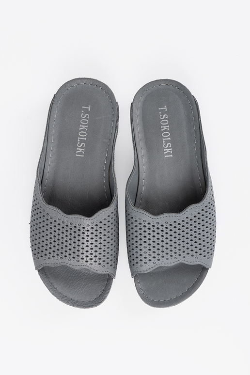 Leather gray slippers