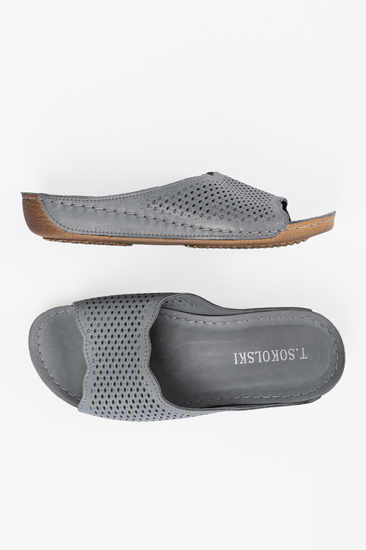 Leather gray slippers