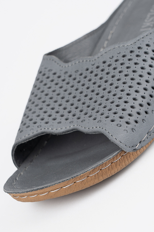 Leather gray slippers