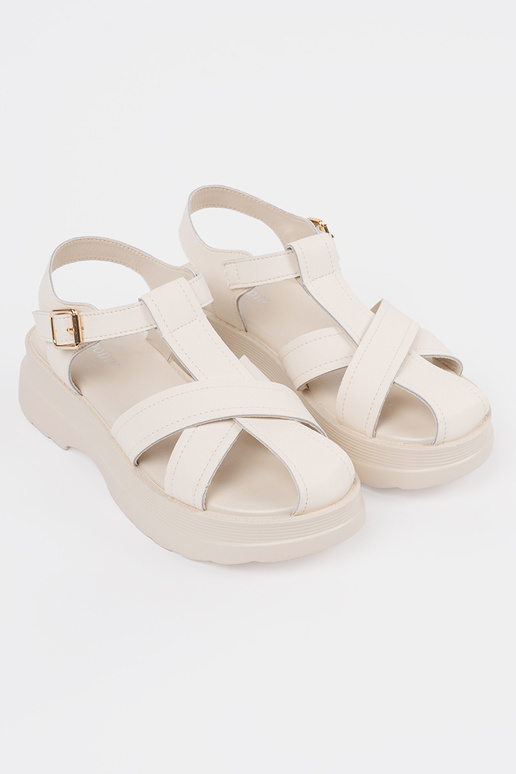 ivory sandals on a thick sole
