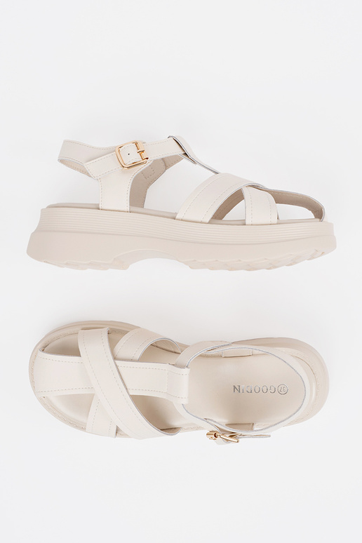 ivory sandals on a thick sole