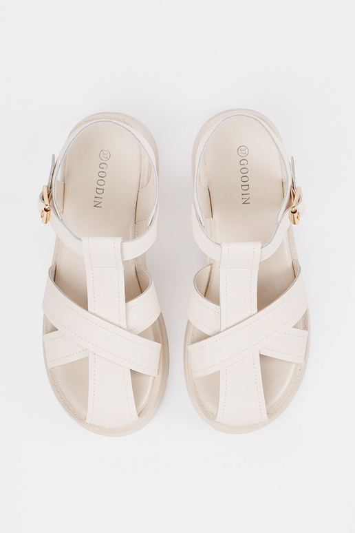 ivory sandals on a thick sole