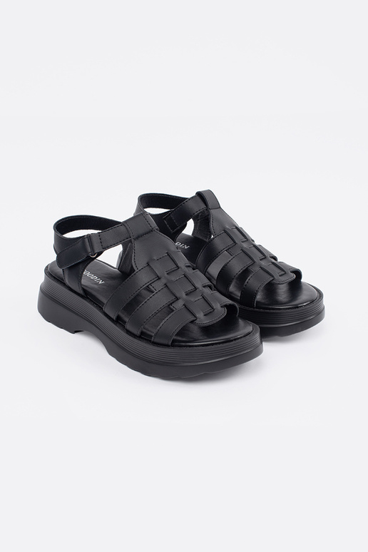 black sandals Inith platform leather