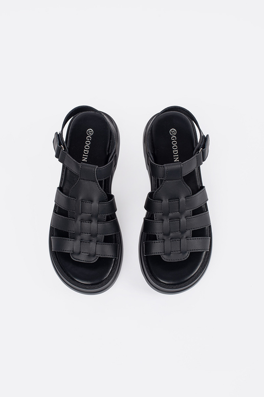 black sandals Inith platform leather
