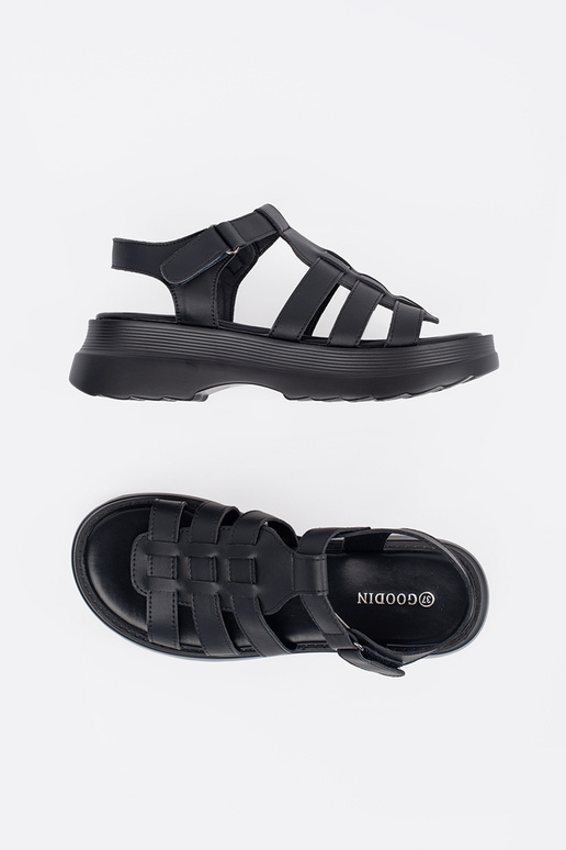 black sandals Inith platform leather