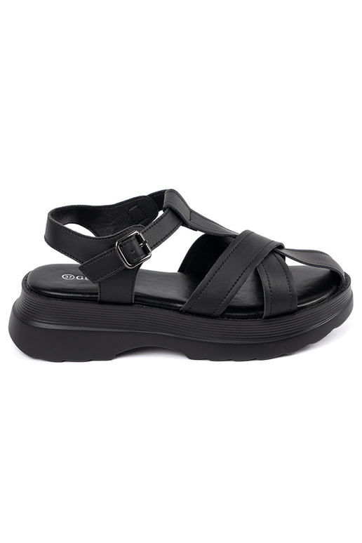 black sandals on a thick sole