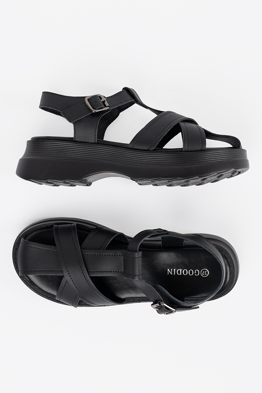 black sandals on a thick sole