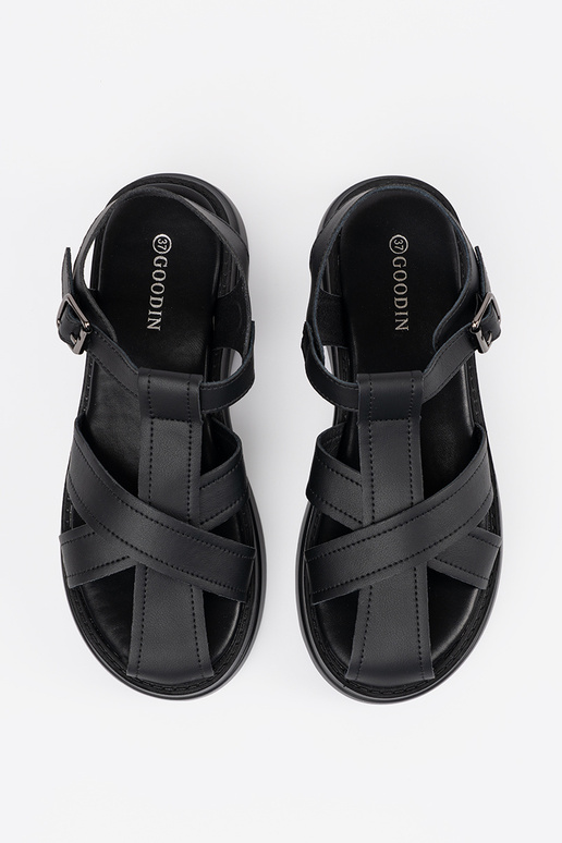black sandals on a thick sole