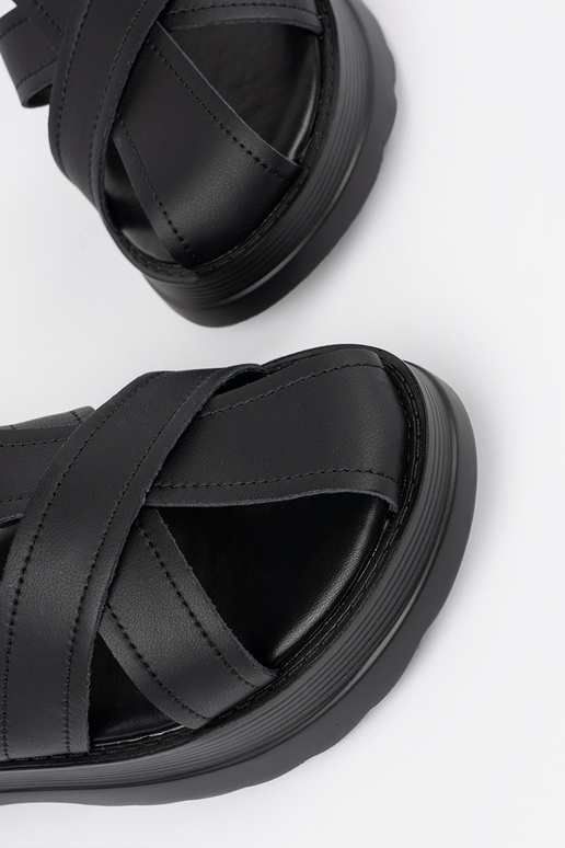 black sandals on a thick sole