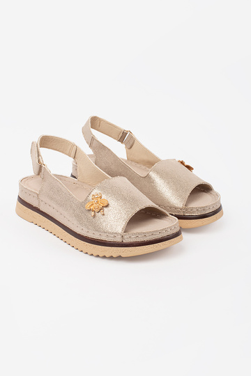 gold color sandals Inith... 2