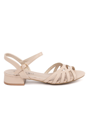 sandals beige ze skórzaną...