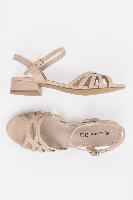 sandals beige ze skórzaną Inkładką