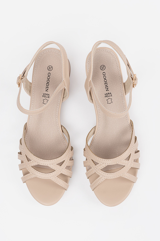 sandals beige ze skórzaną Inkładką