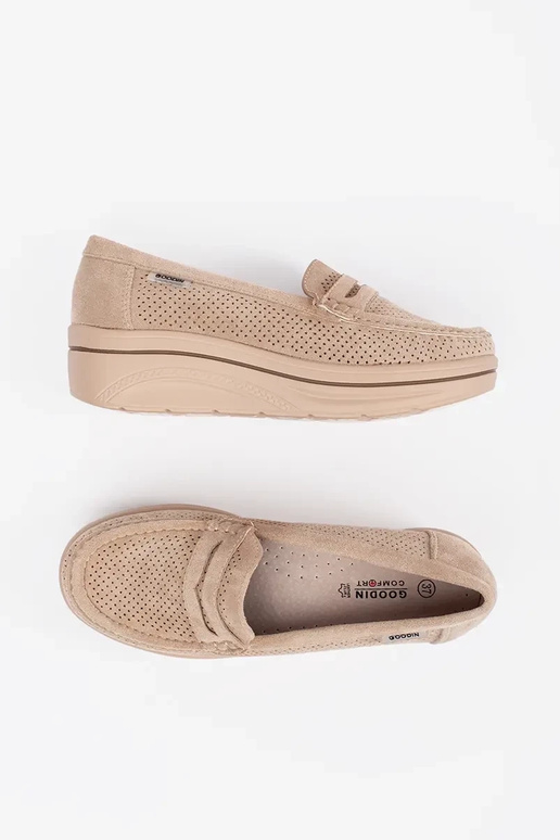 beige INomens moccasins on a thick sole