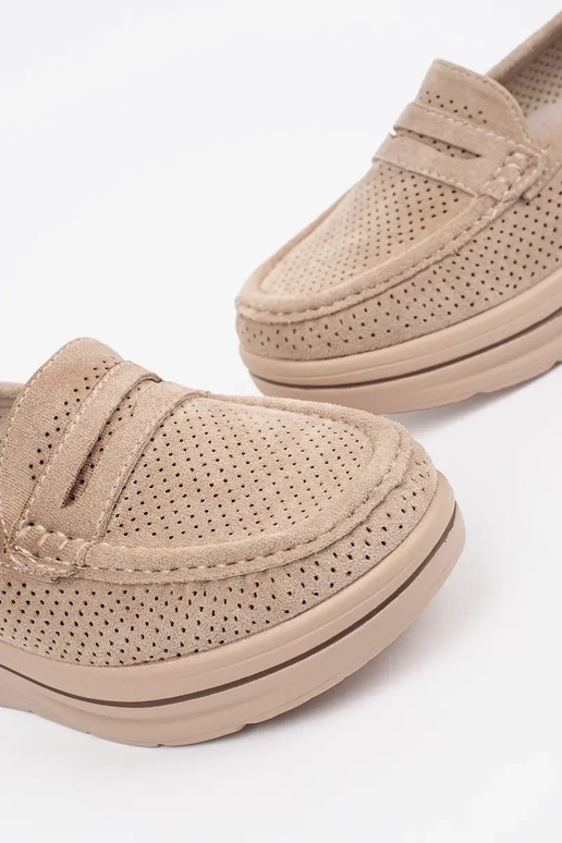 beige INomens moccasins on a thick sole