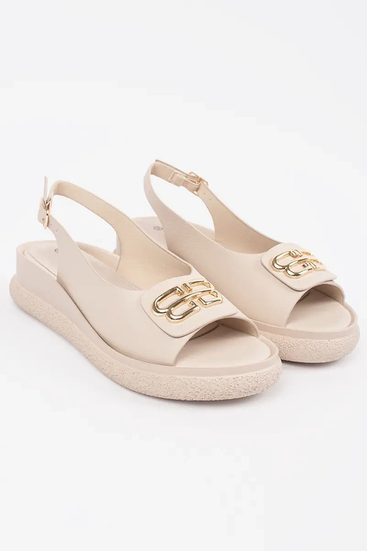 sandals flat beige Inith decoration