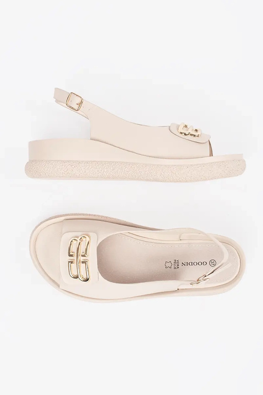 sandals flat beige Inith decoration