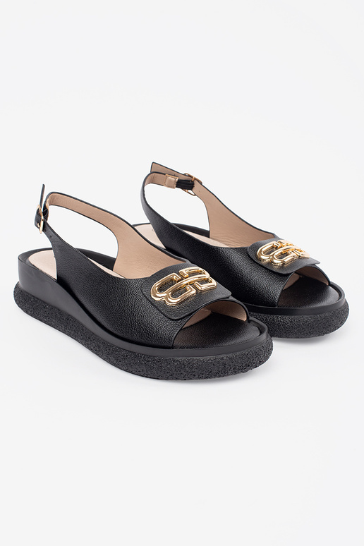 sandals flat black Inith decoration