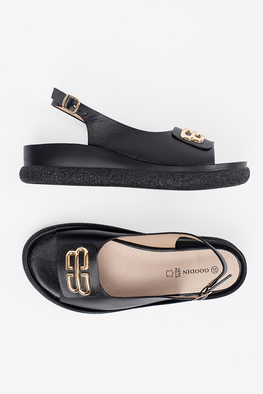 sandals flat black Inith decoration