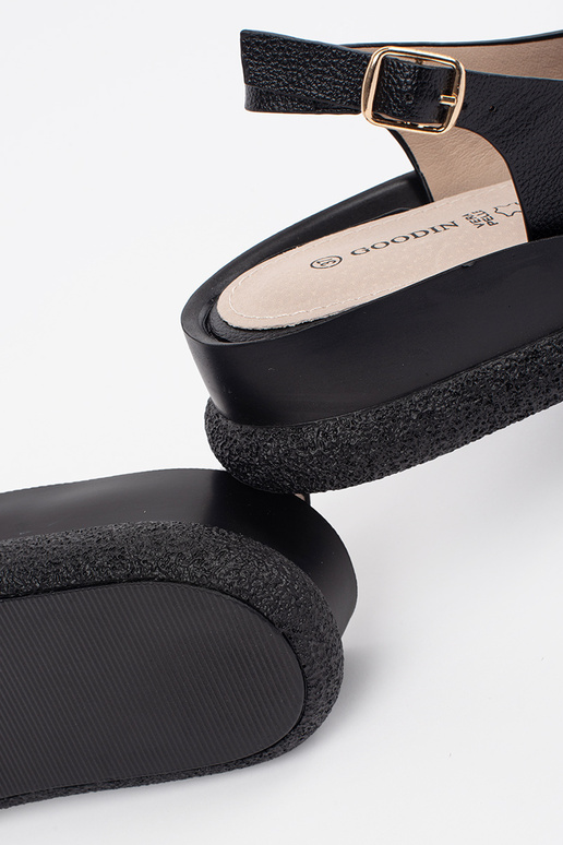 sandals flat black Inith decoration