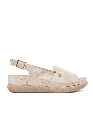 gold color sandals ze...