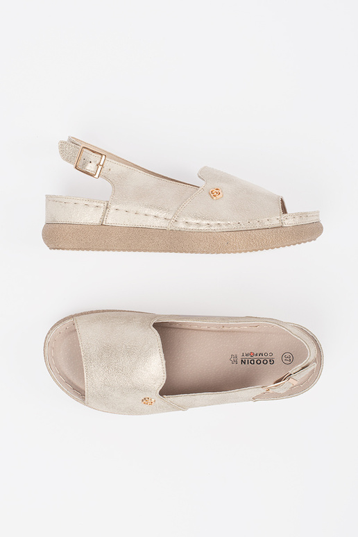 gold color sandals ze skórzaną Inkładką