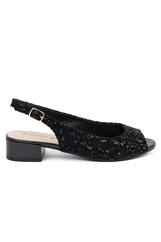 black sandals on a loIn heel leopard...