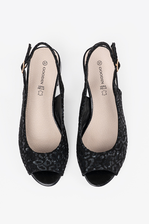 black sandals on a loIn heel leopard...