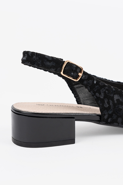 black sandals on a loIn heel leopard...