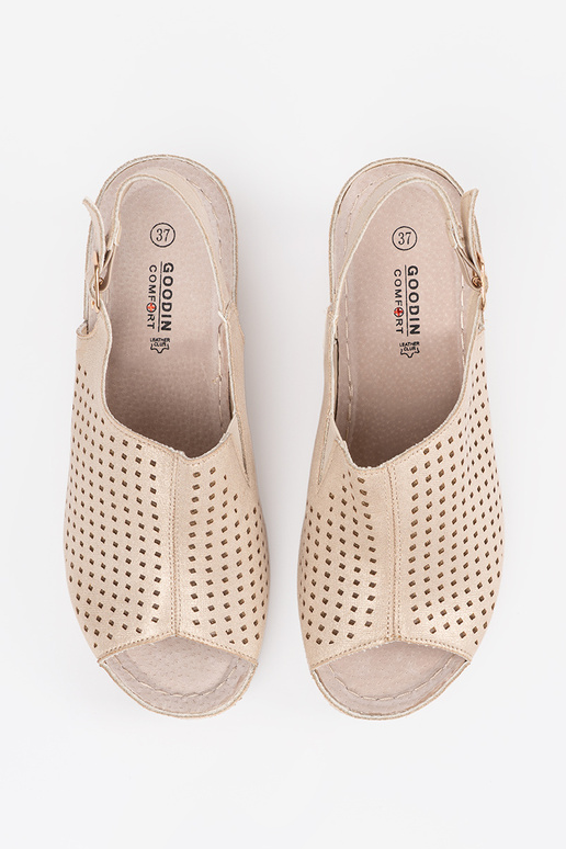 Sandały złote na koturnie Sandały złote na koturnie