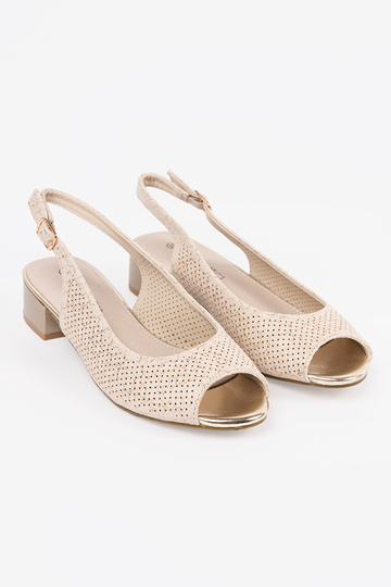 ivory openInork sandals on... 2