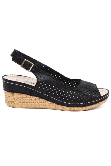 black openInork sandals on...