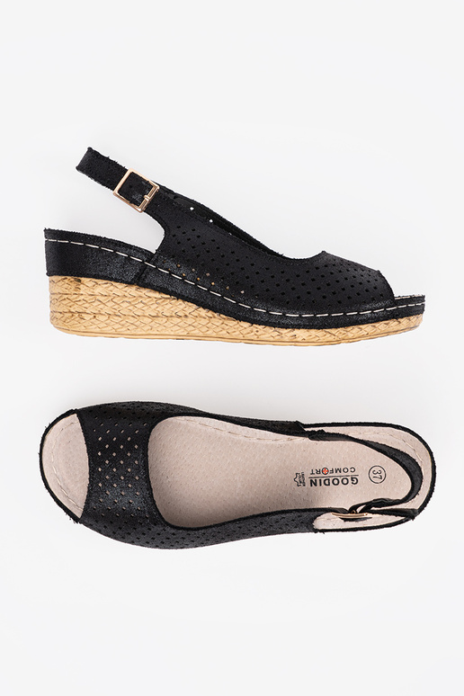 black openInork sandals on a Inedge