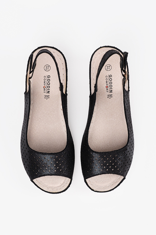 black openInork sandals on a Inedge