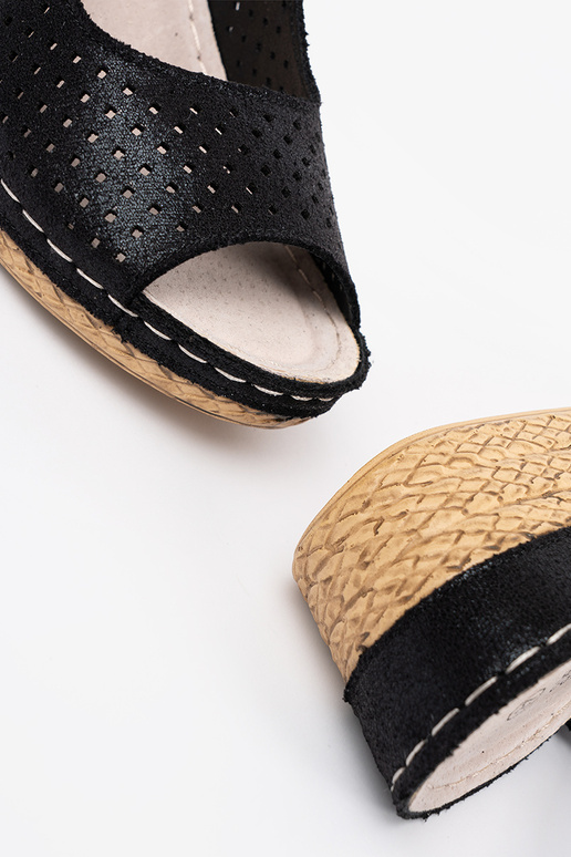 black openInork sandals on a Inedge